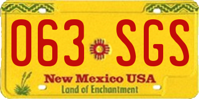 NM license plate 063SGS