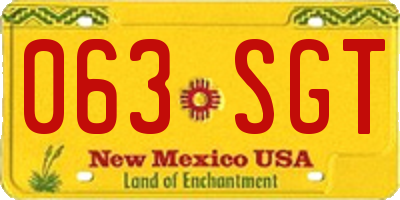 NM license plate 063SGT