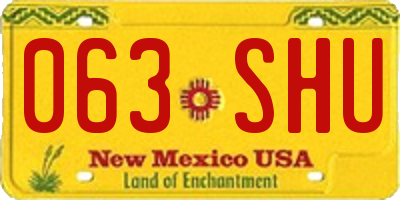NM license plate 063SHU
