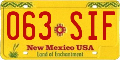 NM license plate 063SIF