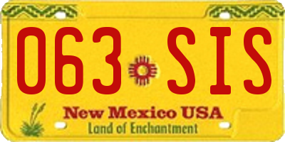 NM license plate 063SIS