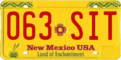 NM license plate 063SIT