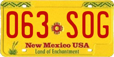 NM license plate 063SOG