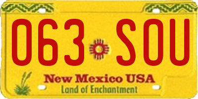NM license plate 063SOU