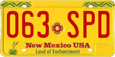 NM license plate 063SPD