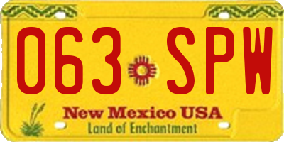 NM license plate 063SPW