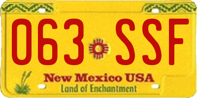 NM license plate 063SSF