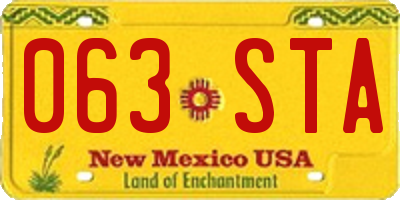 NM license plate 063STA