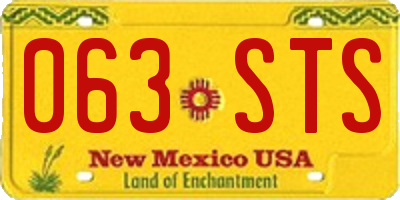 NM license plate 063STS