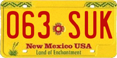NM license plate 063SUK