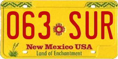 NM license plate 063SUR