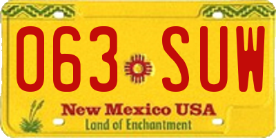 NM license plate 063SUW