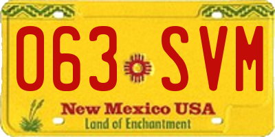 NM license plate 063SVM