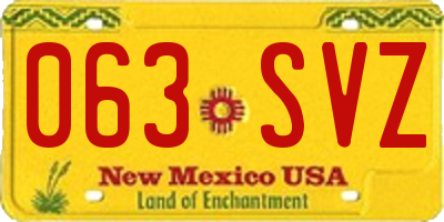 NM license plate 063SVZ