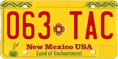 NM license plate 063TAC