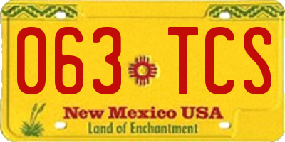 NM license plate 063TCS