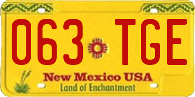 NM license plate 063TGE