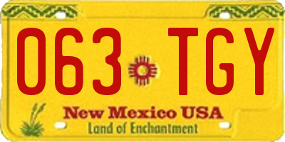 NM license plate 063TGY
