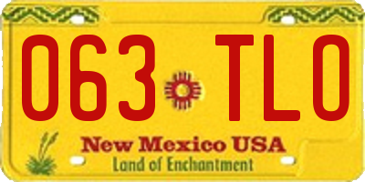 NM license plate 063TLO