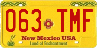 NM license plate 063TMF
