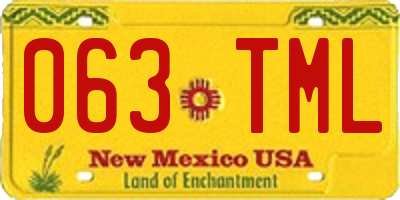 NM license plate 063TML