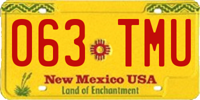 NM license plate 063TMU