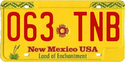 NM license plate 063TNB
