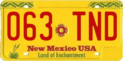 NM license plate 063TND