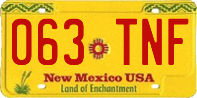NM license plate 063TNF