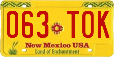 NM license plate 063TOK