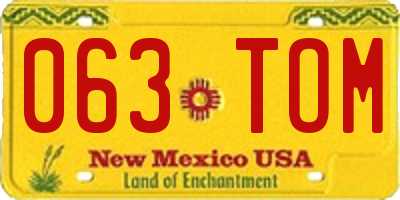 NM license plate 063TOM