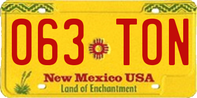 NM license plate 063TON