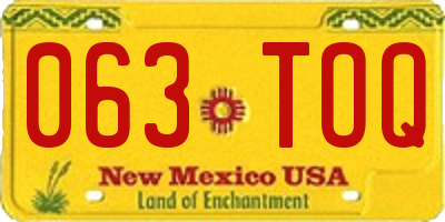 NM license plate 063TOQ