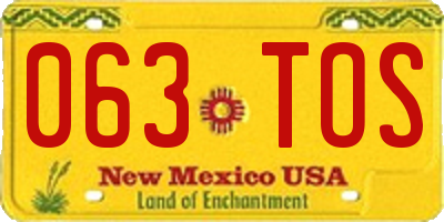 NM license plate 063TOS
