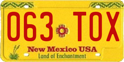 NM license plate 063TOX