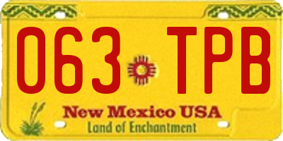 NM license plate 063TPB
