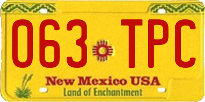 NM license plate 063TPC