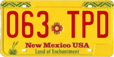 NM license plate 063TPD