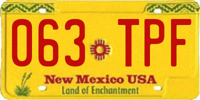 NM license plate 063TPF