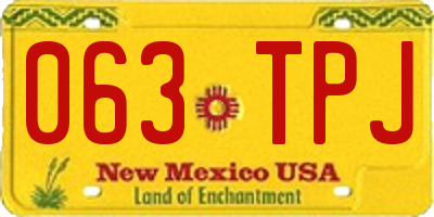 NM license plate 063TPJ