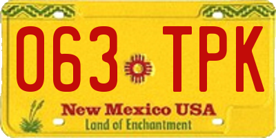 NM license plate 063TPK