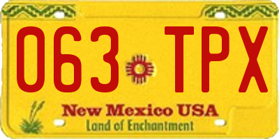 NM license plate 063TPX