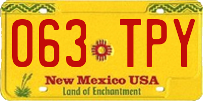 NM license plate 063TPY