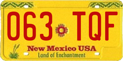 NM license plate 063TQF