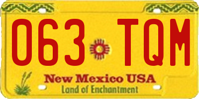 NM license plate 063TQM