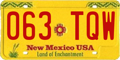 NM license plate 063TQW