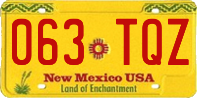 NM license plate 063TQZ