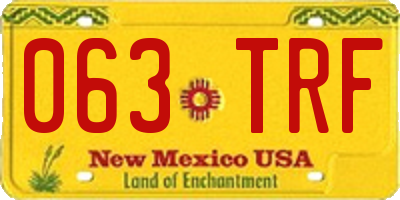 NM license plate 063TRF