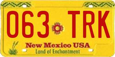 NM license plate 063TRK