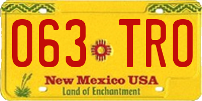 NM license plate 063TRO
